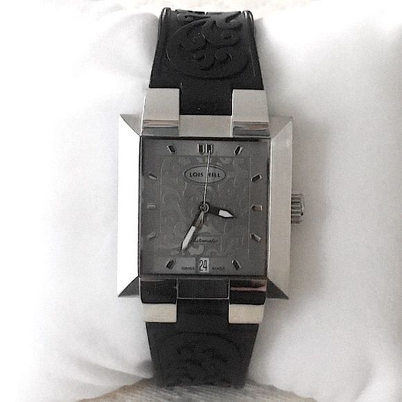 LOIS HILL Watch Automatic Grey Face Rubber Wrist Band - Picture 5 of 15